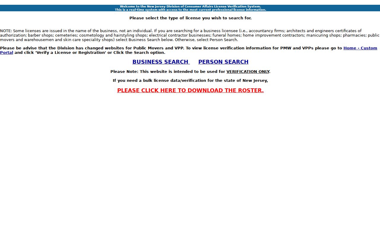 Lyndhurst resident lookup Consumer Affairs license verification screen