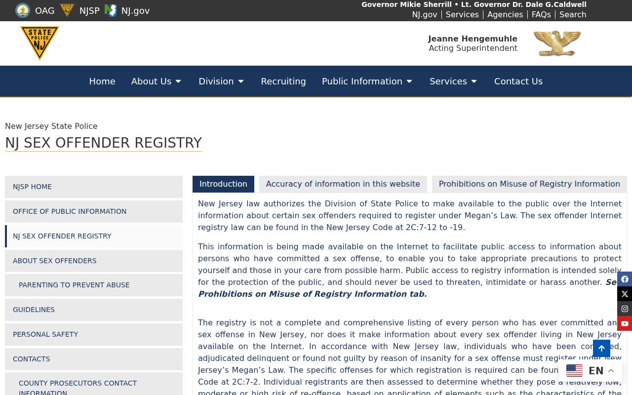 Lyndhurst resident lookup State Police registry screen