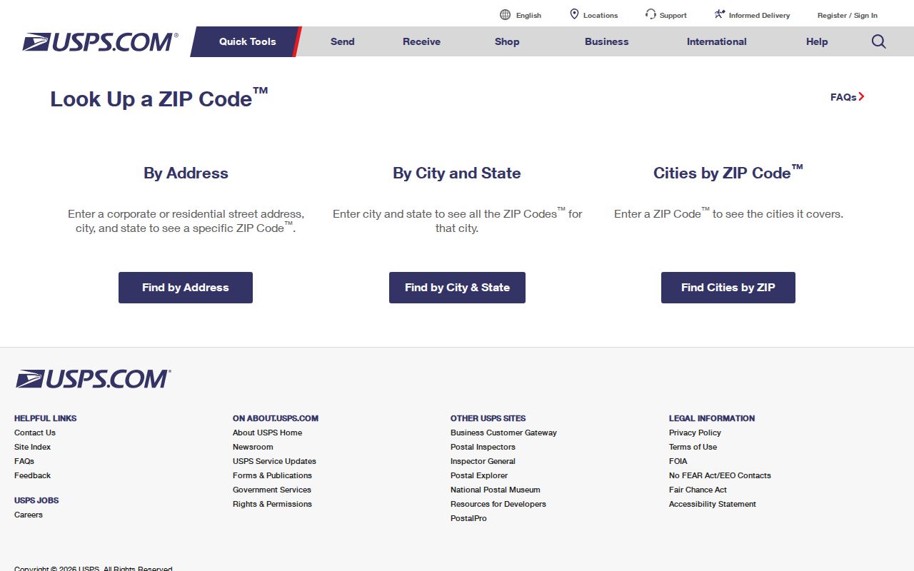 Lyndhurst ZIP code directory USPS lookup screen